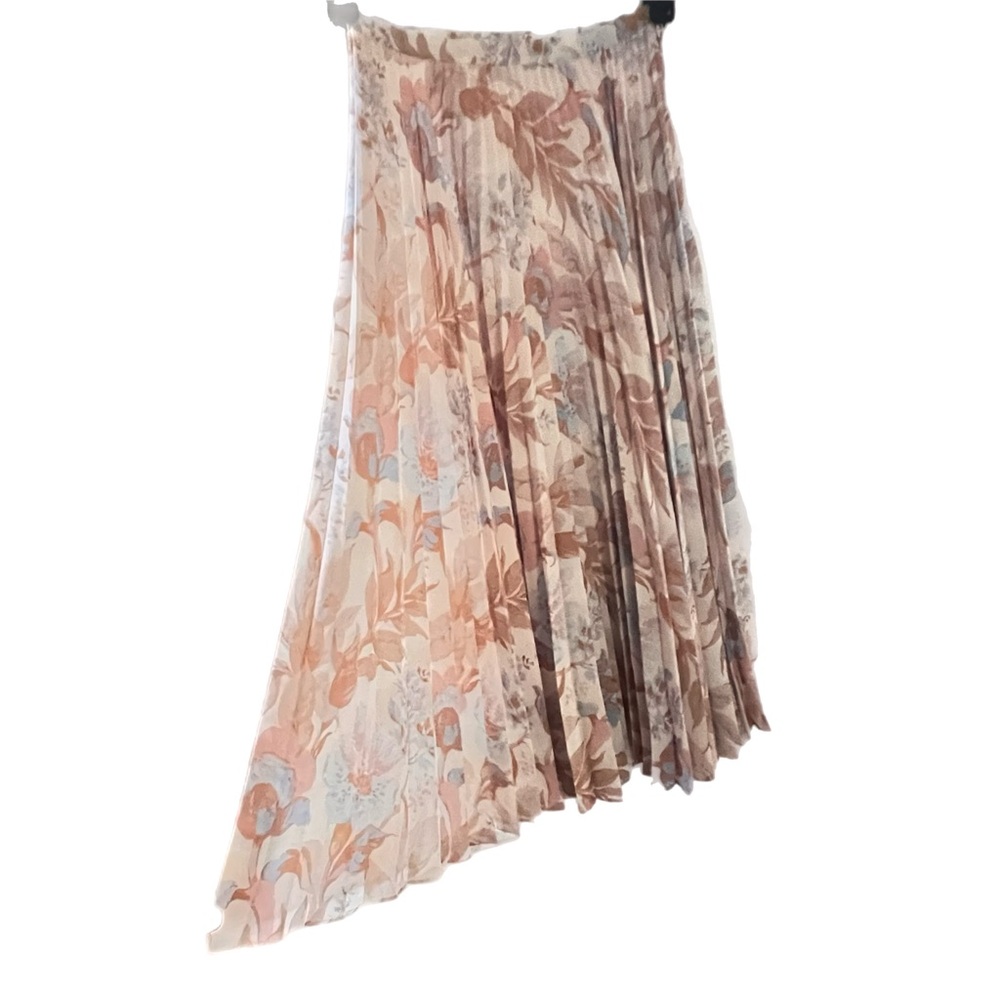 Vince Light Pink & Blue Floral Print Pleated Midi Skirt - Picture 4 of 6